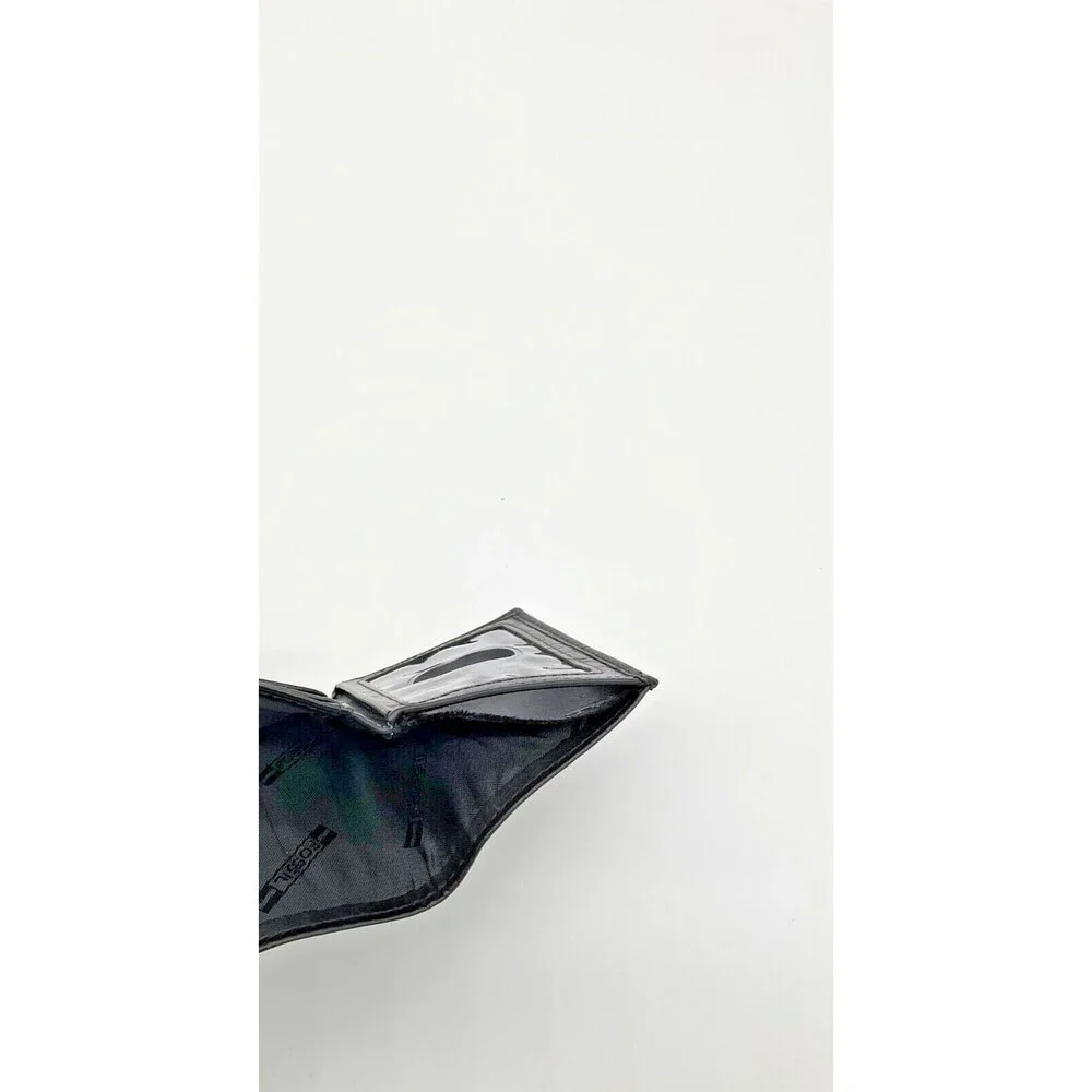 Fossil Wallet Black Genuine Leather Trifold ID &‎ Card Slots